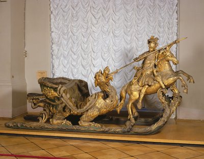 Carnival Slede med figuren St George (tre og bladgull) av Russian School