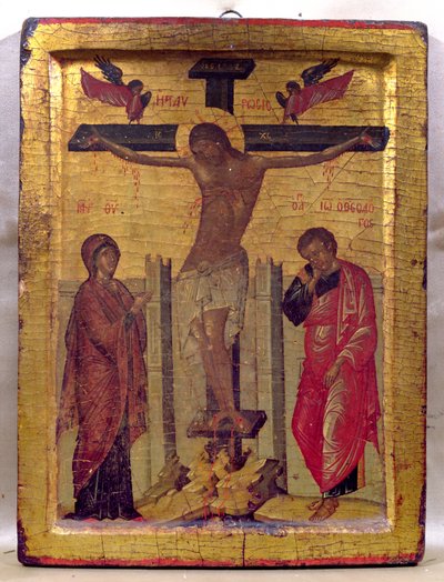 Kristus på korset (tempera og bladgull på panel) av Russian School