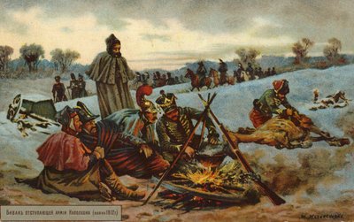 Napoleons trekker seg tilbake fra Moskva av Russian School