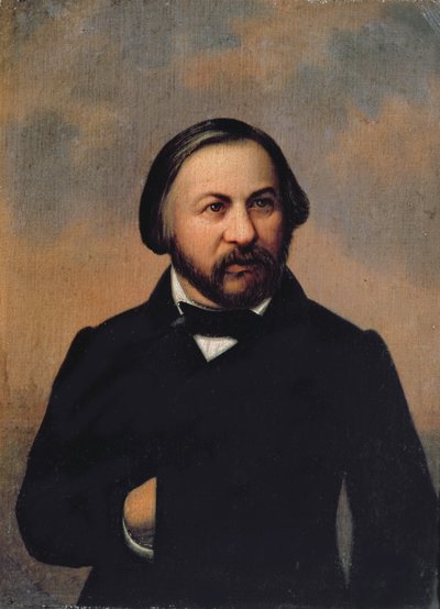Portrett av Mikhail Ivanovich Glinka (1804-57), 1850p av Russian School