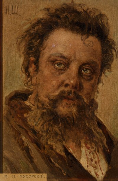 Portrett av Modest Mussorgsky av Russian School