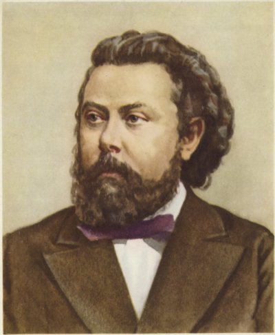Portrett av Modest Mussorgsky av Russian School