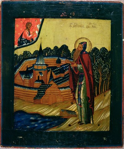 St. Antony of Dym, sent på 1600-tallet (tempera på panel) av Russian School
