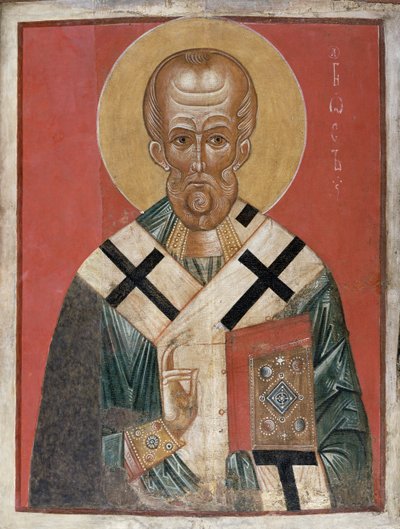 St. Nicholas, Novgorod skole, ca. 1300 (tempera på gesso) av Russian School