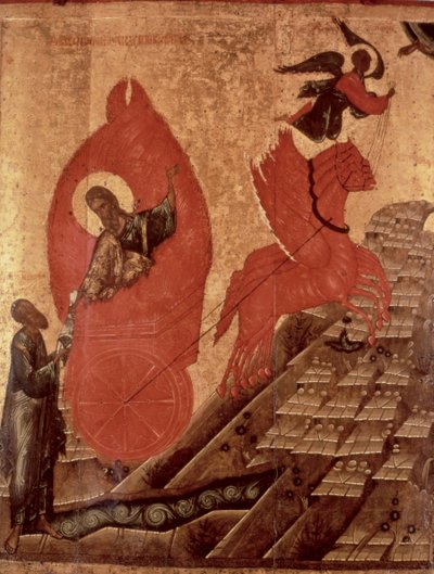 The Ascension of Elijah, ikon, Pskov School, ca. 1650 (tempera på panel) av Russian School