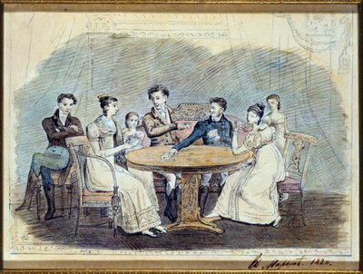 The Galitzines, 1820 (wc på papir) av Russian School