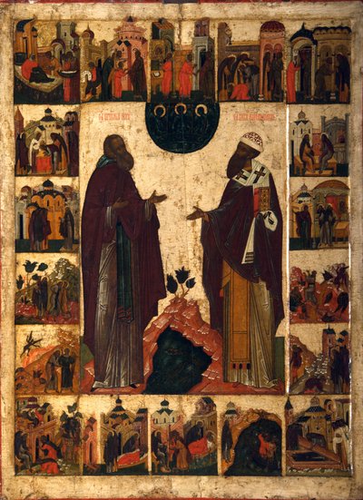 Saint Cyril of White Lake og Saint Cyril of Alexandria, andre halvdel av 1700-tallet. av Russian icon.