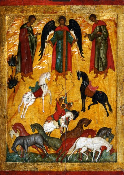 Miracle of Florus and Laurus, tidlig på 1500-tallet. av Russian icon.
