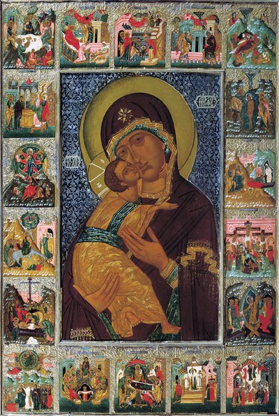 Jomfruen av Vladimir, 1500-tallet. av Russian icon.