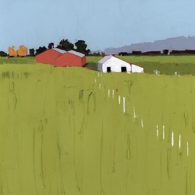 Gjerdelinje, 2025 (akryl på treplate) av Ruth Lague