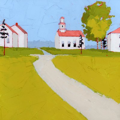 Møteplass, 2025 (akryl på treplate) av Ruth Lague