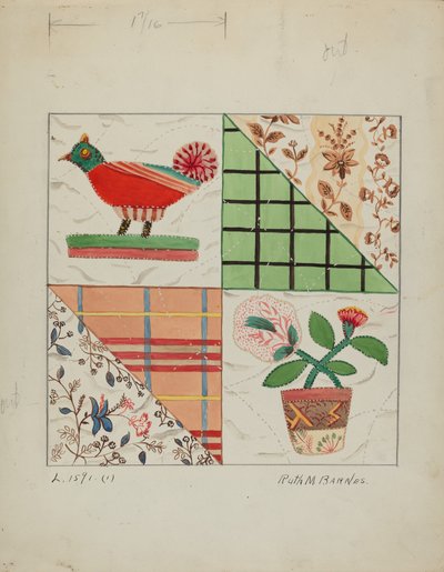 Applikasjonsdyne, ca. 1936. av Ruth M Barnes