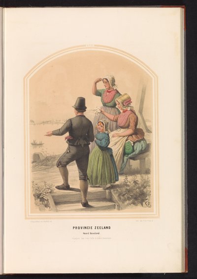 Tradisjonell drakt av Noord-Beveland i Zeeland, 1857 Provinsen Zeeland. Noord Beveland / XVII (tittel på objekt) av Ruurt de Vries
