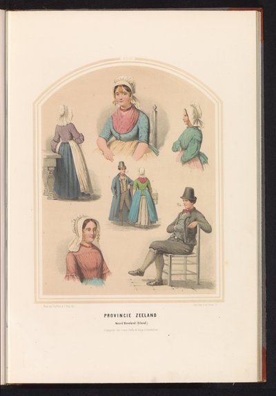 Tradisjonelle kostymer fra Noord-Beveland i Zeeland, 1857-provinsen Zeeland. Noord Beveland (øya) / XVIII (tittel på objekt) av Ruurt de Vries