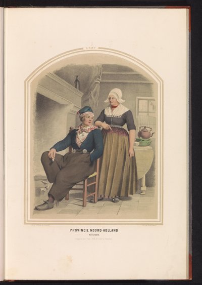 Tradisjonell drakt av Volendam i Nord-Holland, 1857 Provinsen Nord-Holland. Vollendam / XXXV (tittel på objekt) av Ruurt de Vries
