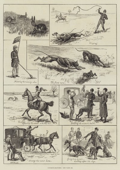 Coursing-kamper (gravering) av S.T. (after) Dadd