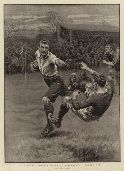 En rugbyfotballkamp på Blackheath, overlevert av S.T. Dadd