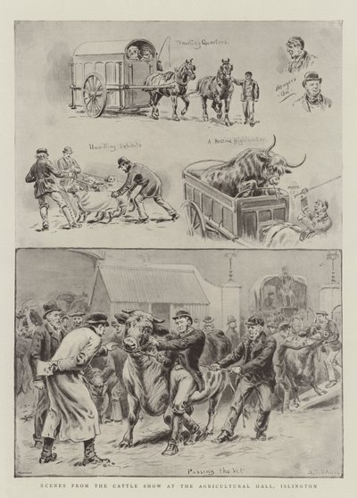 Scener fra Cattle Show i Agricultural Hall, Islington av S.T. Dadd