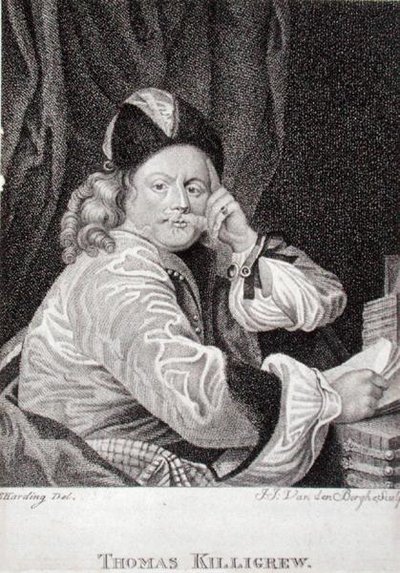 Thomas Killigrew (1612-83), gravert av J.J. Van den Bergh (gravering) av S. (after) Harding