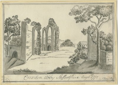 Croxden Abbey: sepia-tegning, 6. august 1772 (tegning) av S Bentley