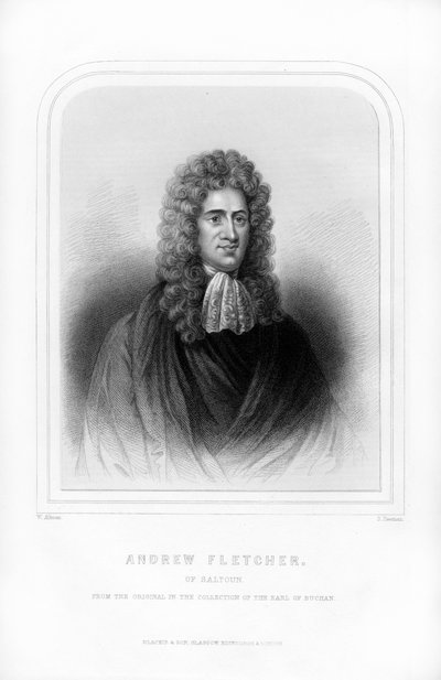 Andrew Fletcher fra Saltoun , skotsk forfatter, politiker og patriot, 1870. av S. Freeman