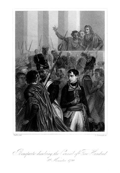 Napoleon Bonaparte 1721-1818 oppløste rådet for fem hundre, 1845. av S. Freeman