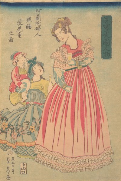Nederlandsk kvinne og barn, 1860. av Sadahide Utagawa