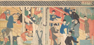 Salgsrom i Foreign Trade Building i Yokohama, 1861. av Sadahide Utagawa