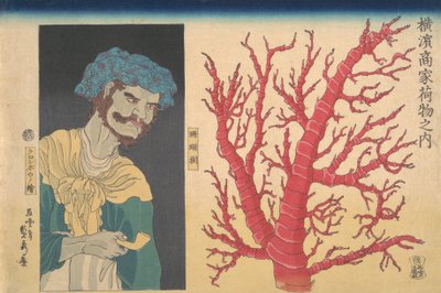 Stick of Coral and a Portrait of South Sea Islander, 3. måned, 1860. av Sadahide Utagawa