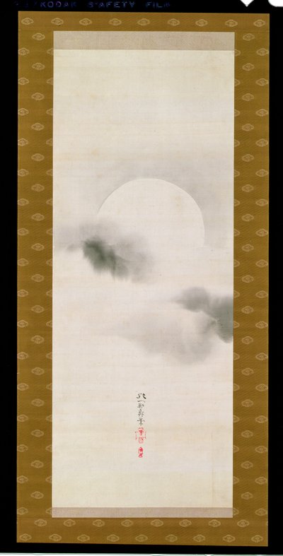 Hengende rulle som viser høstmånen, fra A Triptych of the Three Seasons, japansk, tidlig på 1800-tallet av Sakai Hoitsu