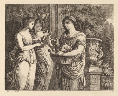 Figurselger med to jenter, 1770. av Salomon Gessner