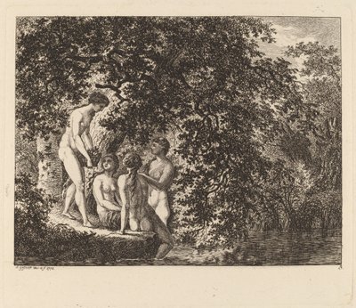 Jente som bærer en kurv med frukt, 1770. av Salomon Gessner