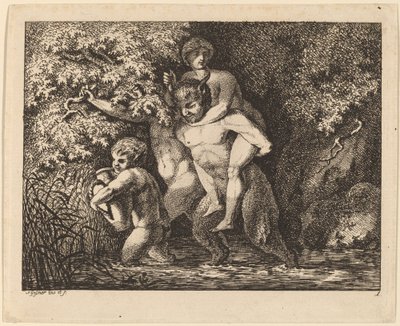 Satyr som bærer en nymfe av Salomon Gessner