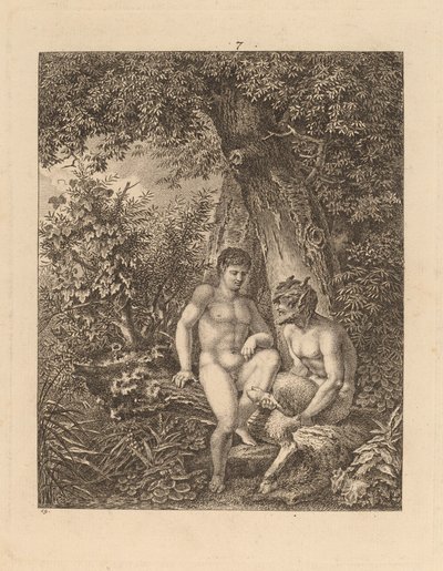 To Satyrer i en skog av Salomon Gessner