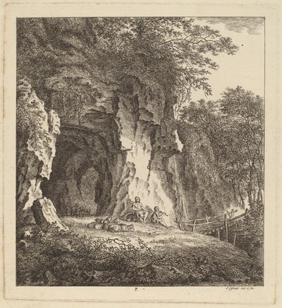 To gjetere i et steinete landskap av Salomon Gessner