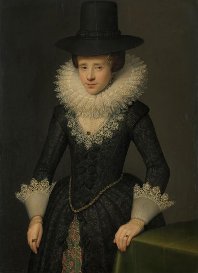 Portrett av Anna Boudaen Courten (1599-1622) av Salomon Mesdach (attributed to)
