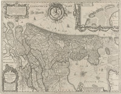 Topografisk kart over Holland Comitatus Hollandiae (tittel på objekt) av Salomon Rogiers