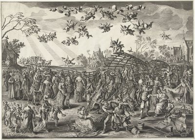 Ekteskapsfellen: Allegori om ekteskapet Bilde av huwelyx i form av en fuyk (tittel på objekt) av Salomon Savery (attributed to)