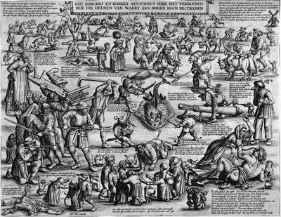 Ghy borgere og bønder aenschout her med glede hvordan disse heltene av waert kjemper en død stein av Salomon Savery