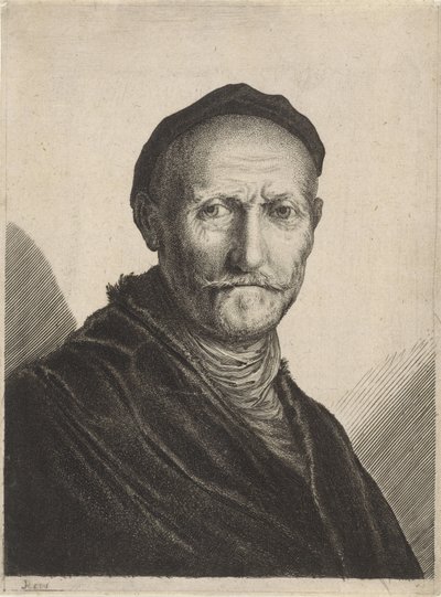 Portrett av en eldre mann med en beret på hodet av Salomon Savery