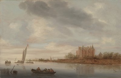 Slott ved en elv, 1644 av Salomon van Ruisdael or Ruysdael