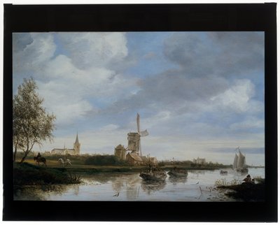 Elvelandskap med vindmølle av Salomon van Ruisdael or Ruysdael
