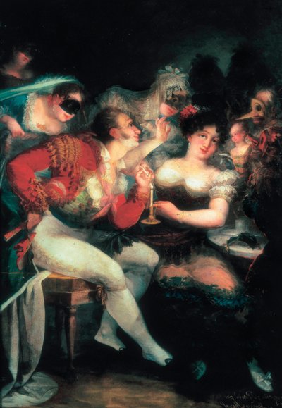 En kafé under karnevalet, detalj, ca. 1824-25 (olje på lerret) av Salvador Mayol