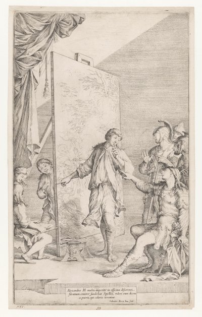 Alexander den store i studioet til Apelles av Salvator Rosa