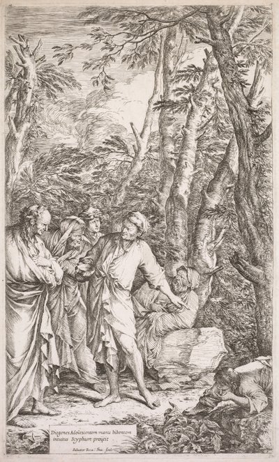 Diogenes og hans kopp, 1662. av Salvator Rosa