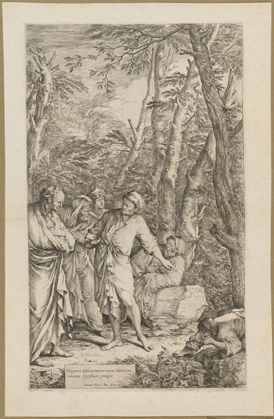 Diogenes kaster bollen sin av Salvator Rosa