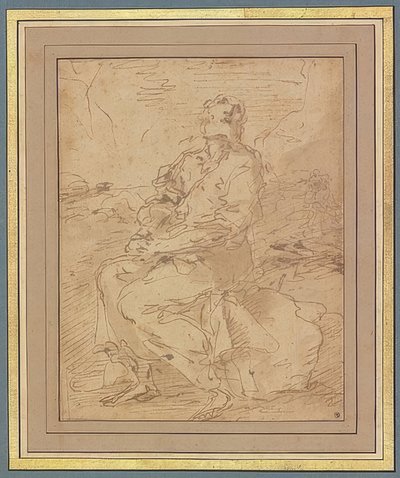 Saint Francis, utkast. 1649-60 av Salvator Rosa