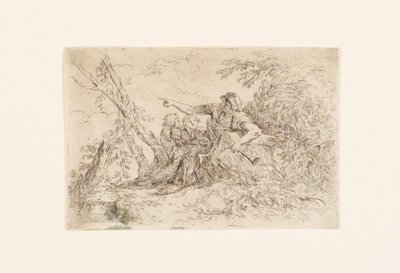 Hyrde og to barn i et landskap av Salvator Rosa