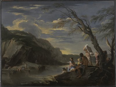 Landskap med badende, ca.1660 av Salvator Rosa