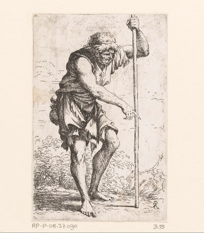 Gammel mann med en pinne Små figurer (serietittel) Figur (serietittel) av Salvator Rosa